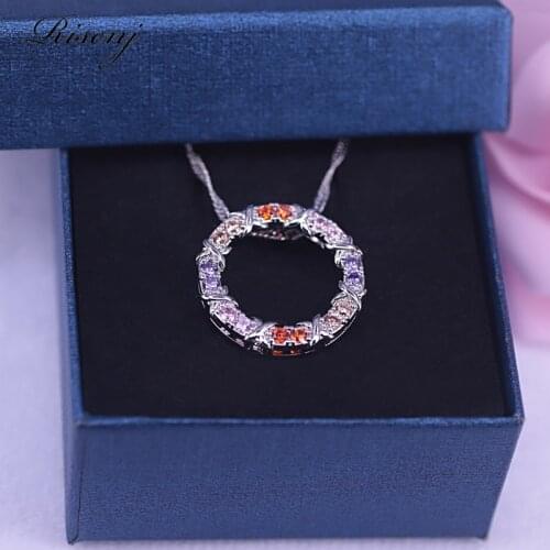 Outlet Jewelry Big Round Lucky Circle Silver Color Necklace Pendant For Women Wedding/Engagement/Anniversary