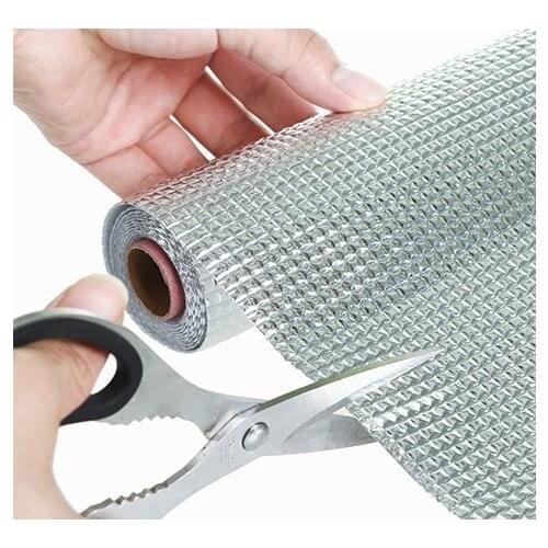 1 Roll Kitchen Sticker Aluminum Film Mat Drawer Mat Aluminum Foil Oil-proof Moisture-proof Shoes Cabinet Mat