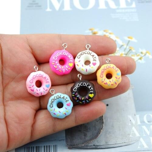 10pcs/Pack Donuts Charms for Earring Key Chain Necklace Pendant Jewelry Findings Making
