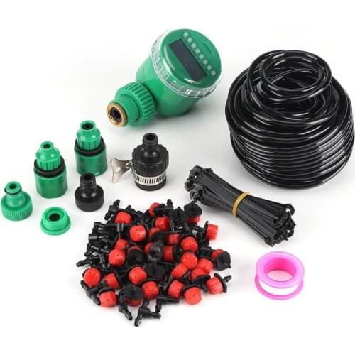 25m Plant Self Irrigation System Watering Garden Hose DIY Micro Drip Irrigation System with Timer Kits