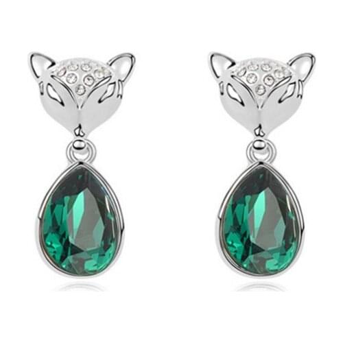 4 Colors Trendy Girls Fox Earring Fashion Brand Water Crystal Earrings For Women Brincos Romantic Rhinestone Cute Animal Jewelry