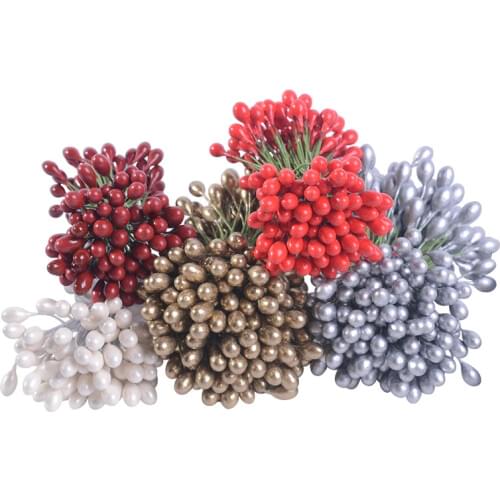 5colors 5MM Artificial Flowers Cherry Stamen Berries Bunch For DIY Wedding Home Christmas Gift Box Wreaths Decoration