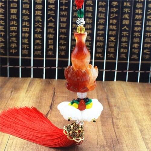 Car pendant lotus car hanging vase car accessories interior decoration supplies good luck lotus Rear view mirror pendant