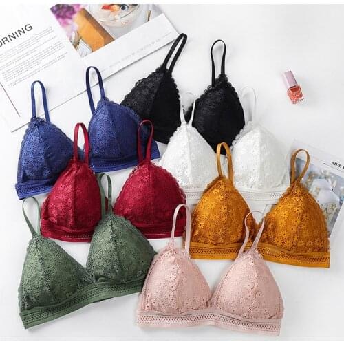 Comfortable Wireless Bralette Sexy Lingerie Women Thin Lace Push Up Bra Solid Color Simple Bras For Women Backless Underwear BH