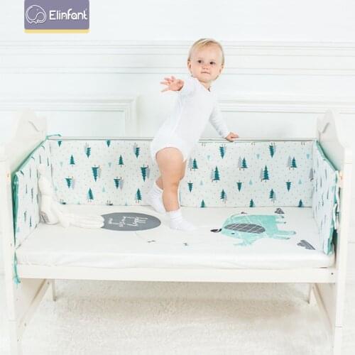 Elinfant 100% Cotton Print Baby Crib 120*30*2.5cm Multiple Baby Bed Bumper