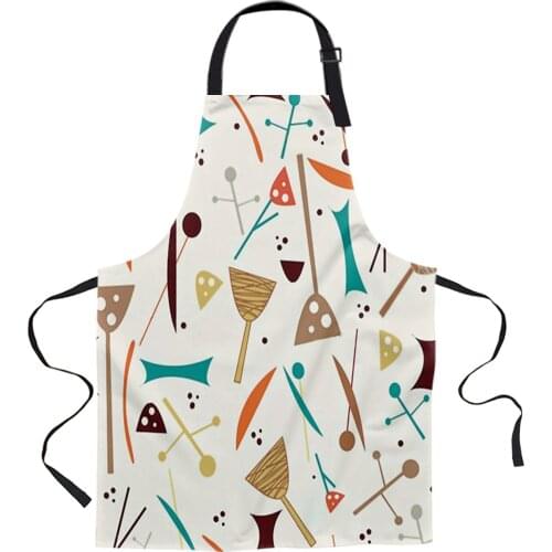 Home Kitchen Series Cartoon Geometry Aprons for Women Men Kid Cooking Baking Apron Kitchen Utility Equipment Accessories