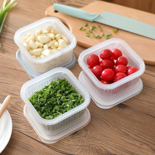 Drain Fresh Box Green Onion Storage Box Kitchen Sealed Box Refrigerator Fresh-keeping Double Storage Box
