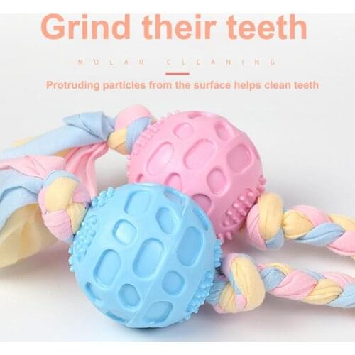 Interactive Pet Ball Toy Sturdy Teeth Clean Eco-friendly Pet Chew Ball Toy with Weaving Rope for Outdoor Home Dogs Play Toys