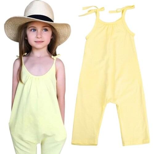 Baby Girls Bib Pants New Children Solid Color Drawstring Overalls Kids Soft Casual Loose Bodysuit Long Pants S1