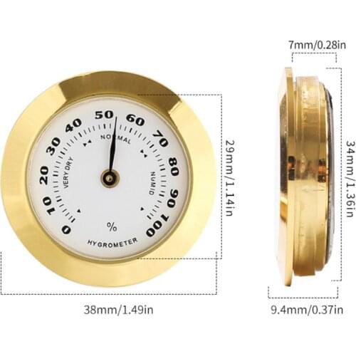 38mm Round Glass Analog Hygrometer For Humidors ,For Guitar Violin Cigar Tobacco Y5JA