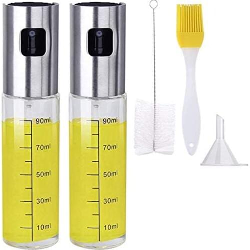 4 Pack Oil Sprayer Dispenser Set Oil Spray Bottle Oil Dispenser Cleaning Brush for BBQ Salad Baking Kitchen Cooking Oil Bottle