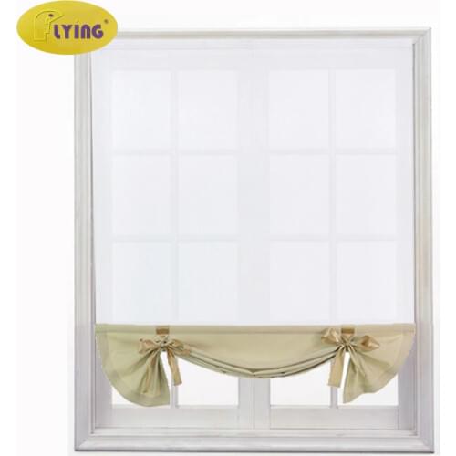 Flying Kitchen Short Sheer Burnout Roman Blinds Curtains Bow White Sheer Panel Tulle Window Treatment Door Curtains Home Decor