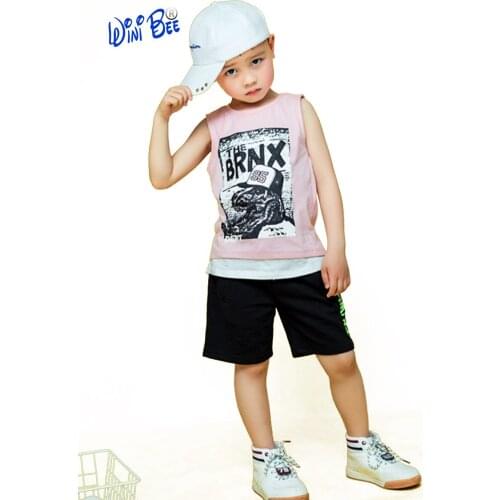 Summer Tank Top for Toddler Boy Clothes 3T Outfit Dinosaur TShirt Pink Kawaii Free Shipping Products From 2 4 6 Years