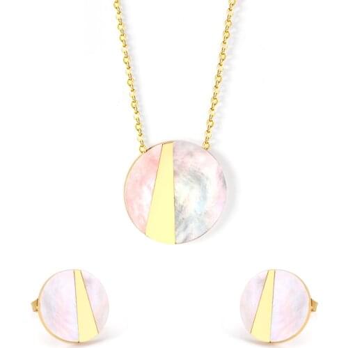 LUXUKISSKIDS Trendy Elegant Shell Shape Stainless Steel Necklaces Earrings Sets For Ladies Luxury Jewellry Sets pendientes mujer