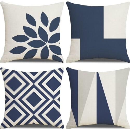 Abstract Geometry Print Pillowcase Cushion Cover 45*45 Sofa Cushions Pillow Cases Cotton Linen Home Decor Pillow Covers KD-0681