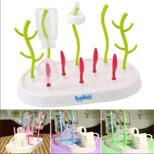 New Baby Bottle Drying Rack Brush Baby Bottle Brush Tree Straight Stlye Cleaning Dryer Drainer Kitchen Feeding Holder Tools