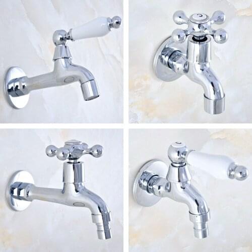 Polished Chrome Brass One Handle Kitchen faucet wall mounted Laundry bathroom Mop Water Tap Garden Washing Machine Faucet aav159