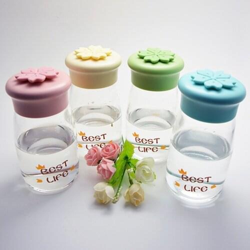 Portable Lovely Cartoon Bottle Creative Glass Water Milk Tea Coffee Mug Best Cup With Lid House Working Gift For Children Girl