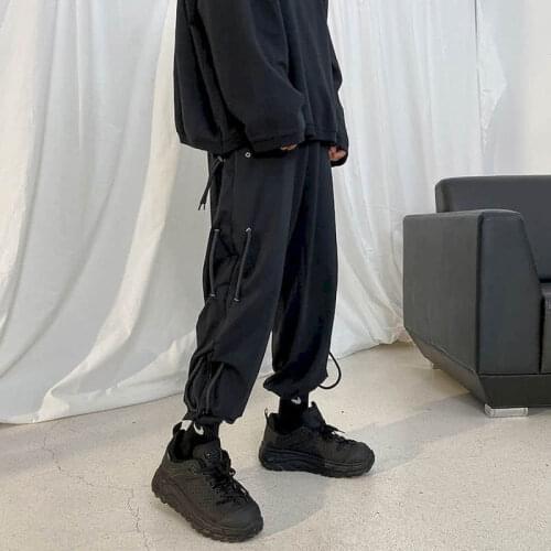 Casual Trousers Men Korean Style Trendy All-match Ankle-length Trousers Hong Kong Fashion Handsome Drawstring Pants Autumn
