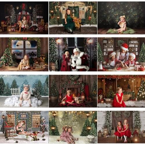 Christmas Backdrop for photography Fireplace X-mas Decoration Newborn Portrait Background for photo studio Christmas back drop