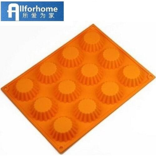 12 Cavity Silicone Egg Tart DIY Mold Cake Baking Mold Cake Pan Muffin Cups Chocolate Mould Ice Cube Tray Wholesale