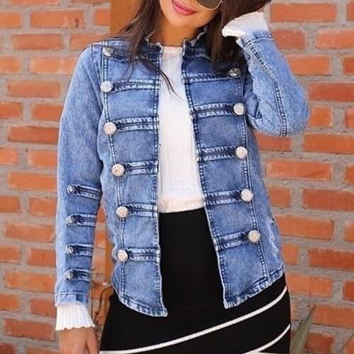 Blue Womens Denim Jackets Korean Style Clothes Loose Lapel Autumn Lady Jean Coats Cropped Tops Fashion New 2021 BF Vintage