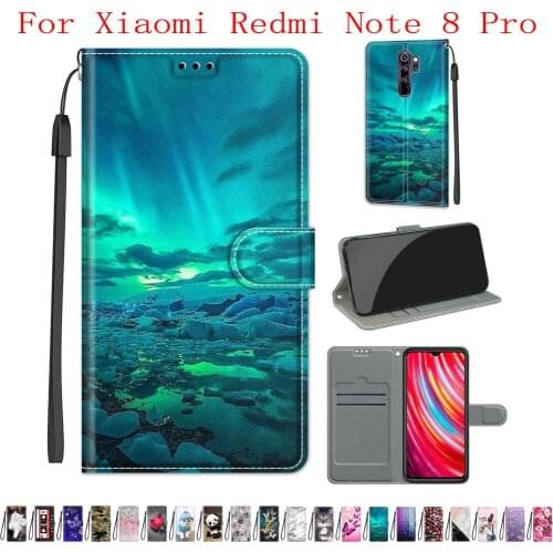 Sunjolly Case for Xiaomi Redmi Note 8 Pro Wallet Stand Flip PU Leather Phone Case Cover coque capa Case Cover