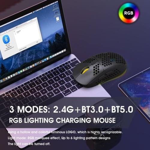 Universal Rechargeable Wireless Three Mode Blue-tooth 3.0 5.0 + 2.4Ghz 3600DPI Mouse for Notebook PC Laptop Computer