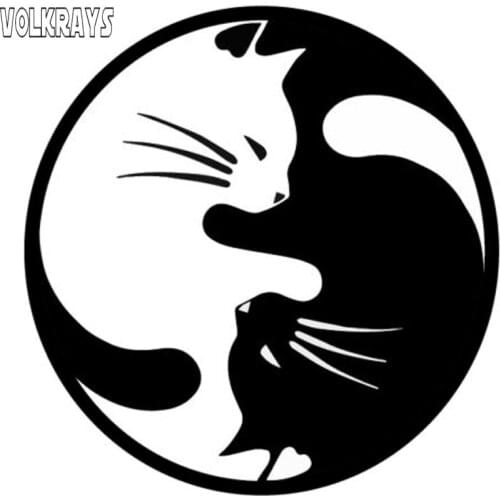 Volkrays Personality Car Sticker Yang Ying Cats Accessories Reflective Waterproof Cover Scratches Vinyl Decal,14cm*14cm