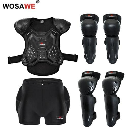 WOSAWE Children Full Body Protector Vest Armor Kids Motocross Armor Jacket Chest Spine Protection Gear elbow shoulder Knee guard