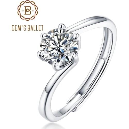 GEMS BALLET 925 Sterling Silver Moissanite Engagement Rings 1.0Ct VVS1 Moissanite Diamond Tension Rings For Women Fine Jewelry