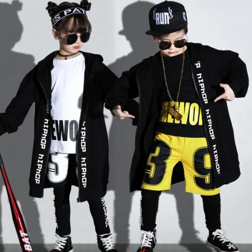 2019 Hip Hop Costume Kids Modern Boys Clothes Children Stage Performance Dancing Outfits Girls Jazz Street Dance Wear DNV11113