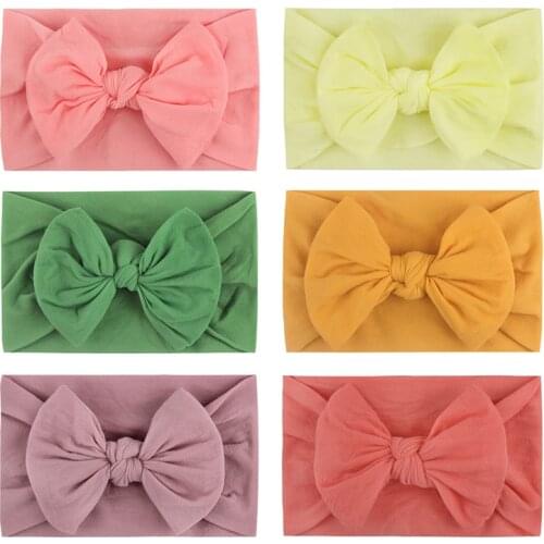 Baby Headband Cotton Elastic Newborn Baby Girls Solid Color Headband Bowknot Hair Band Children Infant Hair Accessories