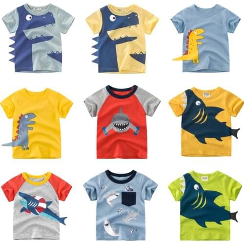 Kids Short Sleeve T-shirts For Boys & Girls Cotton Tops Tees Children Summer Clothing Cartoon T Shirt For Boys 2-8 Years