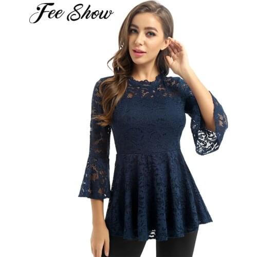 Блузки с баской FEESHOW China At AliExpress