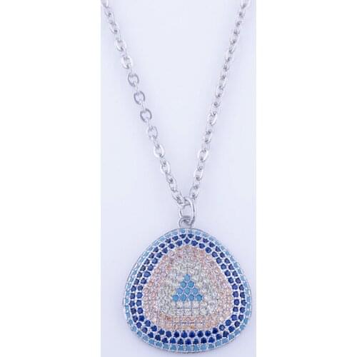 Hot Micro Pave Colorful Zircon Crystal Indian Charms Necklace Handmade Copper Long Chain Best Friends Pendant Bijoux Collier