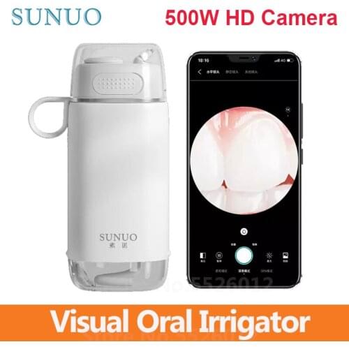 SUNUO Visual Oral Irrigator 500W HD Camera Cordless Flusher IPX7 Waterproof Electric Water Flosser Multiple Nozzles APP Control