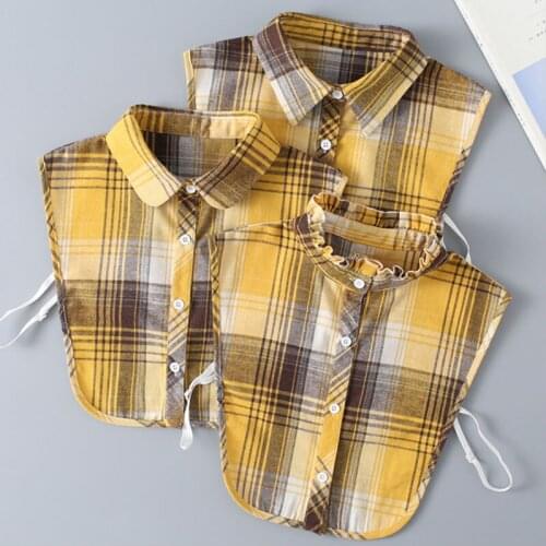 Plaid Fake Shirt Womens Detachable Lapel Shirt Fake False Collar Ladies Half Shirt Kraagje Nep Dames Blouse Neckwear Faux Col