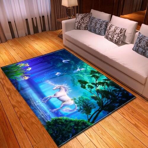 3D Dream Unicorn Carpets Kids Play Mat Girls Room Decorative Area Rug Living Room Rug and Carpet Anti-slip Soft Parlor Carpets