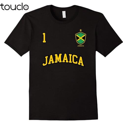 Summer New Design Cotton Male Tee Shirt Designing Jamaica Shirt Number 1 BACK Soccers Team Sporter Jamaican Flag Double sided