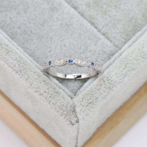 Best selling European and American S925 silver fashion wedding ring row diamond zircon Blue Crystal luxury jewelry womens gifts