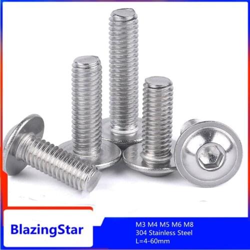 M3 M4 M5 M6 M8 304 Stainless Steel Hexagon Head Bolt Half Round Head Flange With Inner Hexagon Washer Inner Hexagon Screw Bolt