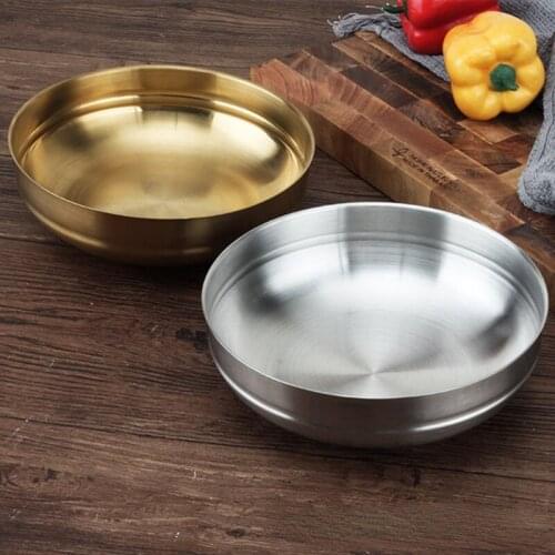 Stainless steel cold noodle bowl, noodle bowl, single-layer brushed instant noodle bowl, golden noodle bowl, soup bowl