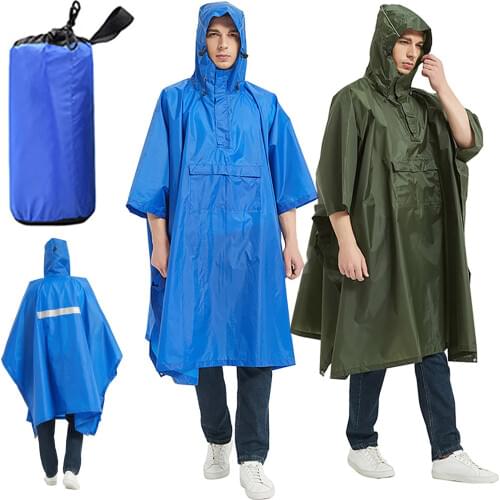 Fashion Adult Mens Fashion Outdoor Walking Climbing Multi-Functional Three-in-One Camouflage Raincoat Cloak Polyester L*5