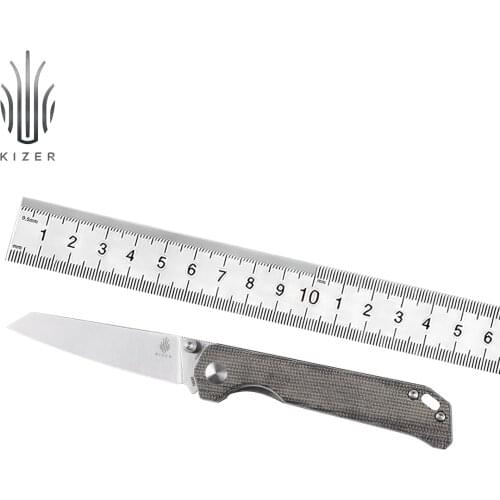 Kizer Tactical Knife Begleiter Mini V3458RN1 2021 New Green Micarta Handle Great EDC Knife with Deep Carry Pocket Clip