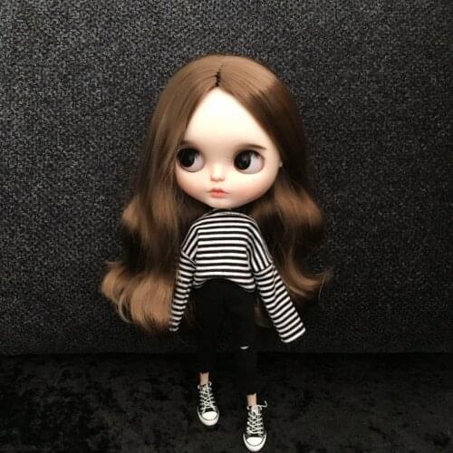 2pcs/set blyth doll Clothing Causal stripe T-shirt + jeans for Barbi ,Blyth Pants Doll Clothes Accessories for dolls(no doll)