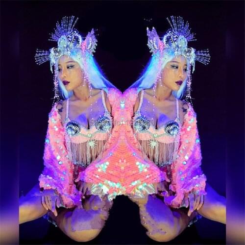 WYY Party shell stage wears costumes performance sequin dress clothe dj bodysuit prom dance jumpsuit catwalk outfit bar bikini