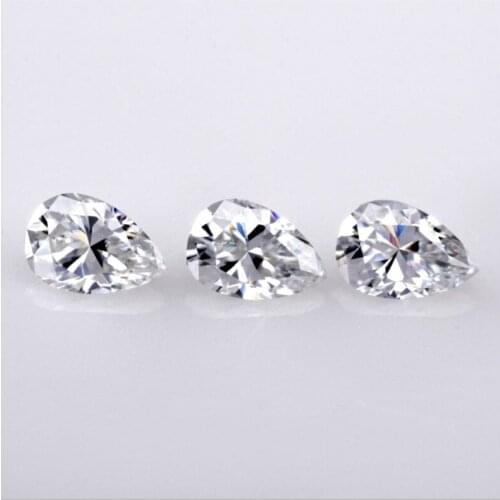 Wholesale prices DVVS surper White color clarity 5x8mm-10x14 pear shape loose synthetic moissanites for jewelry making rings