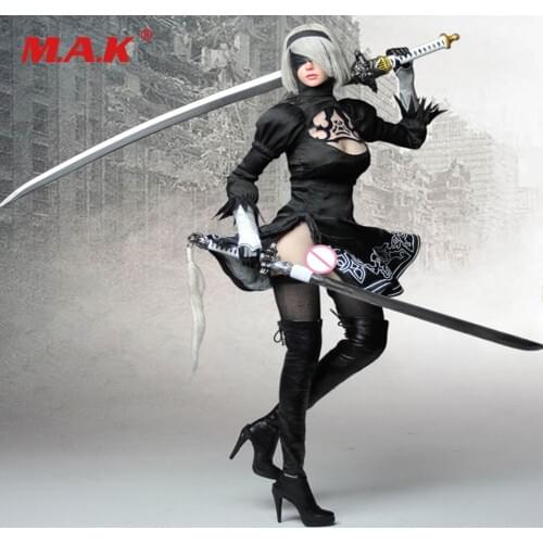 In stock 1/6 Female Clothes Set with Head Sculpt PS4 Game NieR Automata 2B set015 Girl without Body for 12'' Figure