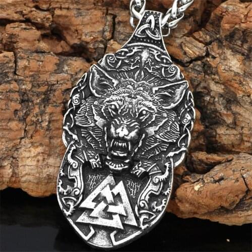 Vintage Gifts Animal Alloy Pendant Mens Stainless Steel Necklace Nordic Viking Wolf Head Jewelry Pendant Accessories Wholesale